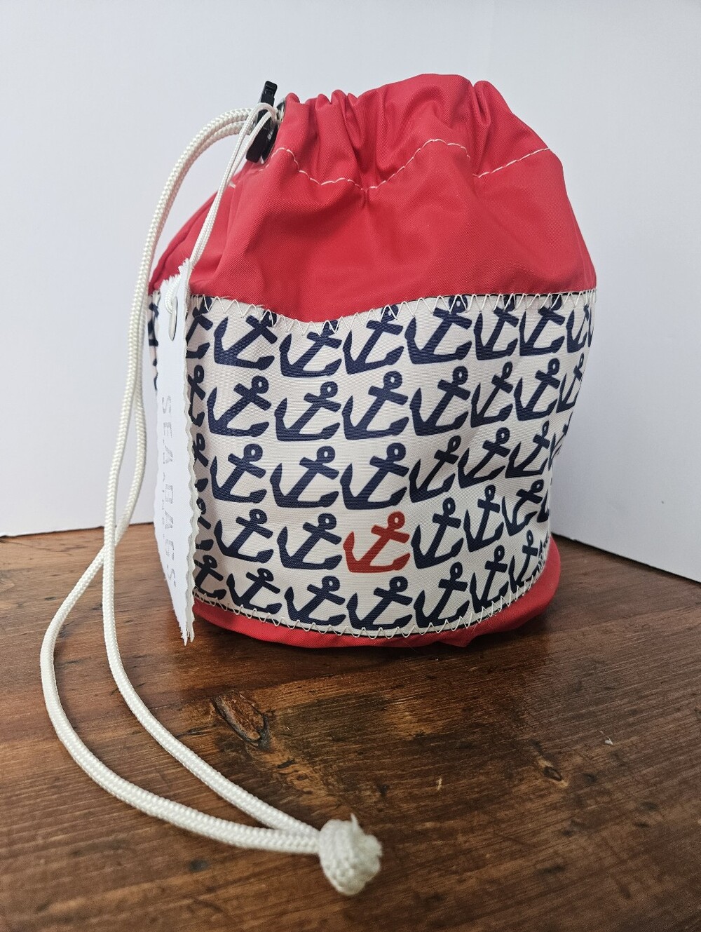 Sea Bags Maine Ditty Bag Red And Navy Anchors Drawstring Bag Nautical Sails